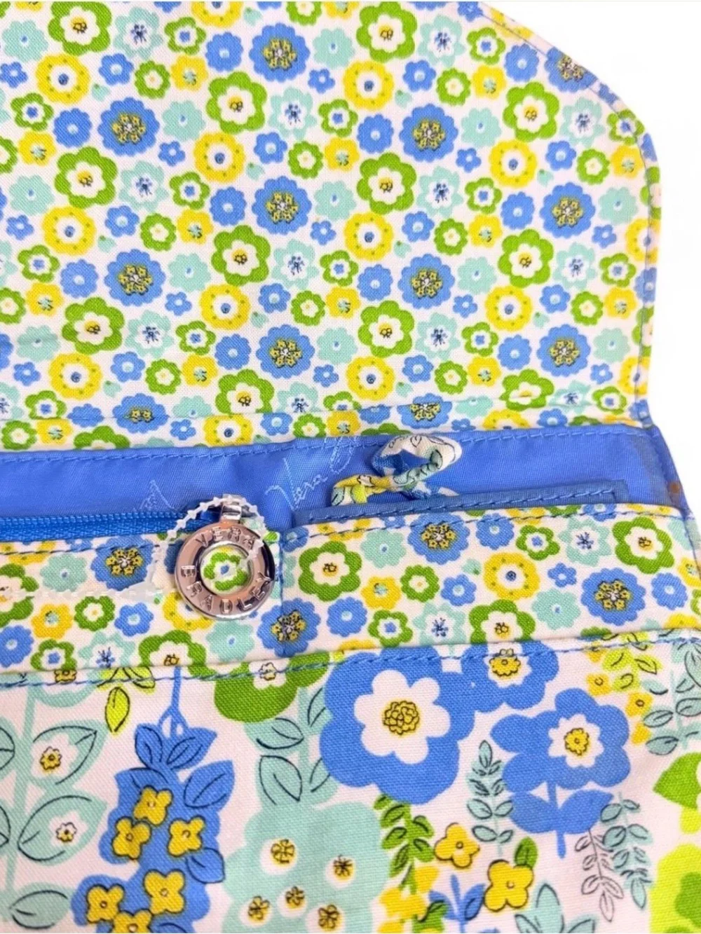 Vera Bradley Vintage Blue Green Yellow Floral Clutch